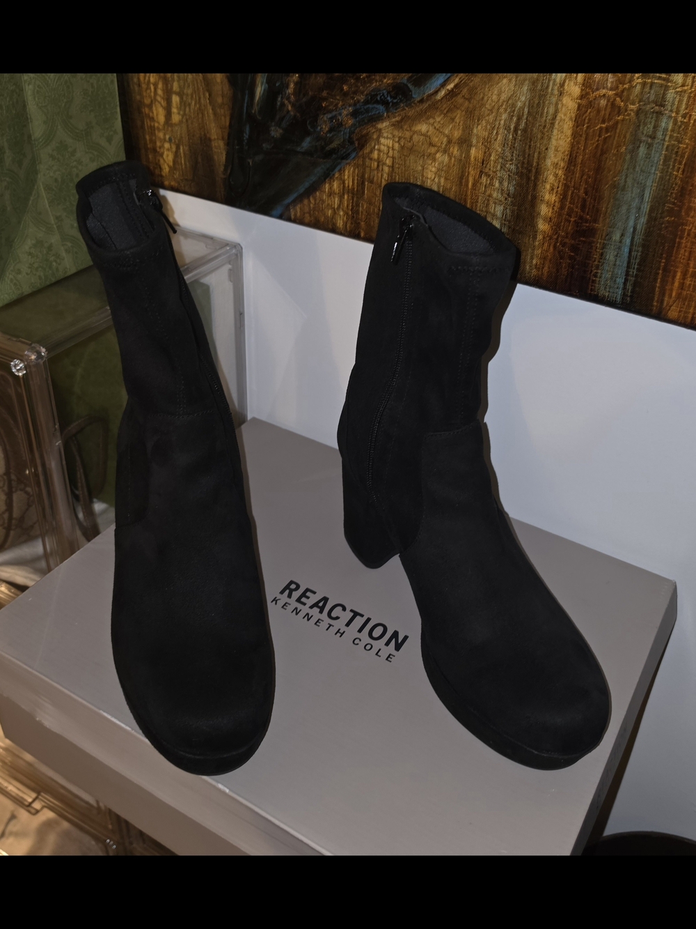 Kenneth Cole Reaction Women's Black Suede Mid-Calf Boot Sz 9
